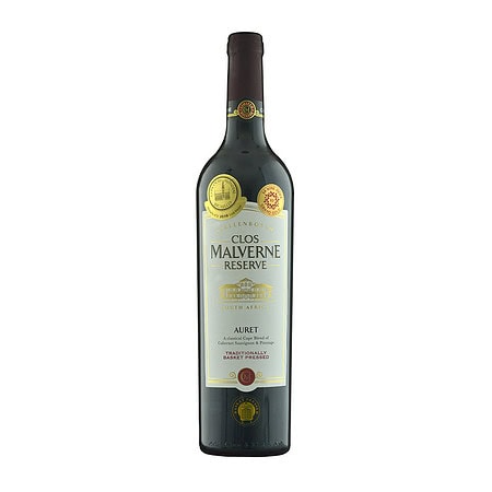 Clos Malverne Reserve wine bottle from Stellenbosch, South Africa.