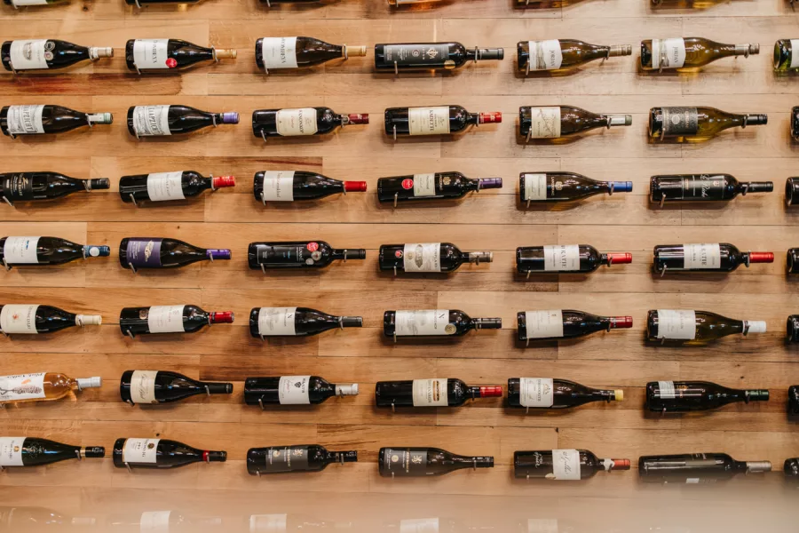 Fifth Birthday Odd Bin illustration showing exceptional wines on a large wine rack