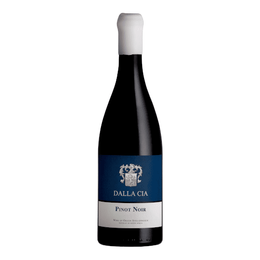 Dalla Cia Pinot Noir bottle showcasing Stellenbosch wine excellence.