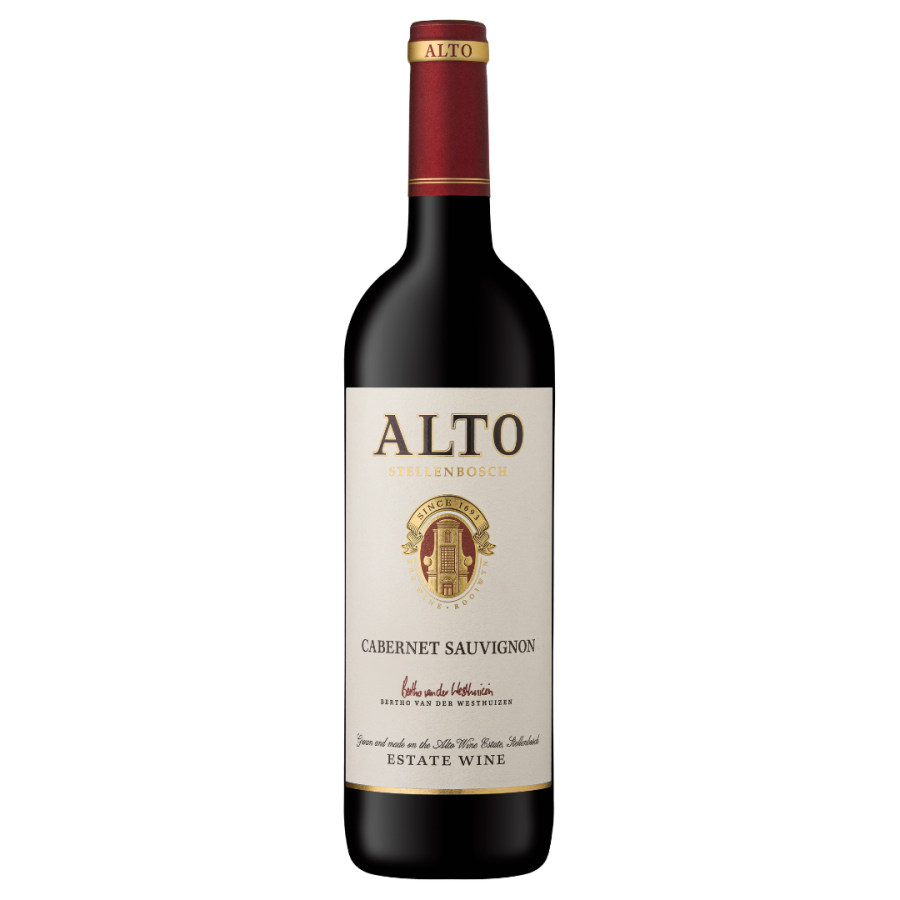 Alto Cabernet Sauvignon 2020 bottle showing structured Stellenbosch Cabernet Sauvignon with silky black cherry flavours